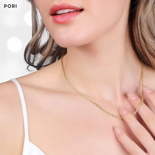 Vista 3 de PORI JEWELERS 10K Yellow Gold 1.5MM,2MM,2.5MM,3MM,3.5,4MM,5MM,7MM, Diamond Cut Rope Chain Necklace Unisex Sizes 16"-30