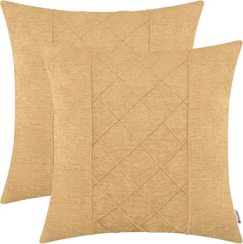 Vista 13 de BRAWARM Fundas de almohada 40x40 cm - Paquete de 2 fundas de almohada de chenilla negra, fundas de almohada de chenilla suave teñida sólida