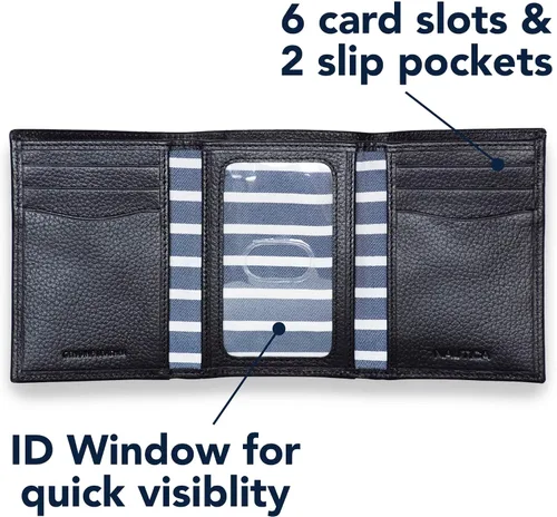 Vista 5 de Nautica Classic J-Class Leather Bifold Wallet
