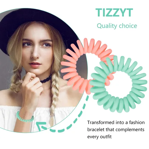 Vista 3 de TIZZYT Lazos para el cabello en espiral básicos, sin arrugas, 18 unidades, color macarrón