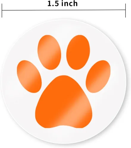 Vista 2 de Calcomanías de Huellas de Patas de Oso, Calcomanías Redondas Transparentes de 1.5" con Línea de Perforación (500 PCS, Naranja)