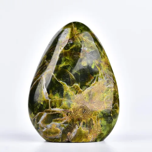 Vista 10 de AMOYSTONE Piedra de preocupación pulida de ópalo verde natural para aliviar la ansiedad, piedra preciosa de reiki de cristal curativo de mano