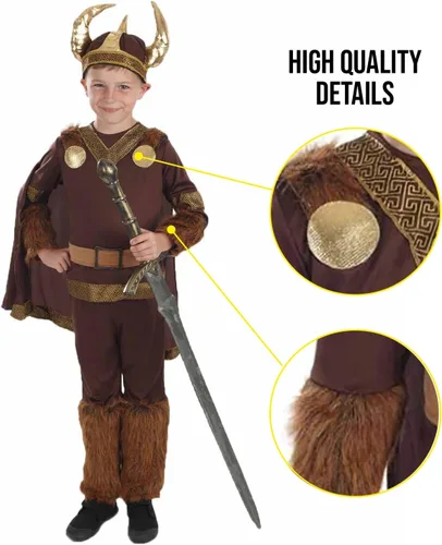 Vista 4 de fun shack Disfraz vikingo para niños, disfraz vikingo para niños, disfraces de Halloween para niños, disfraces de Halloween para niños