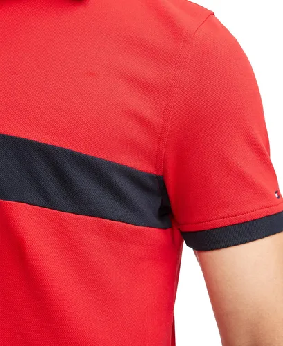 Vista 3 de Tommy Hilfiger Polo de manga corta de algodón con estampado de bandera de piqué para hombre en ajuste regular