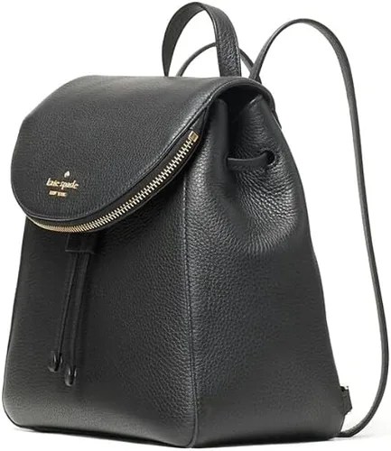 Vista 3 de Kate SPADE LEILA - Mochila mediana con solapa de cuero suave negro Negro - Cordón