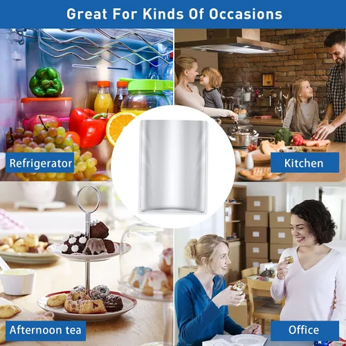 Vista 6 de Paquete de 50 bolsas Mylar de 1 galón para almacenamiento de alimentos con absorbentes de oxígeno para arroz, granos, granos de café