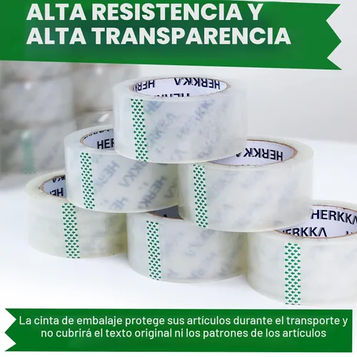 Vista 2 de HERKKA Cinta de embalaje transparente, 24 rollos de cinta de embalaje resistente para embalaje de envío, sellado en movimiento, cinta de embalaje