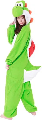 Vista 6 de SAZAC Kigurumi Super Mario Bros. Yoshi - Mono de disfraz de Halloween Verde