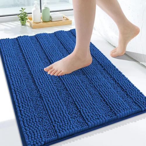 Vista 127 de Grandaily Alfombras de baño de felpilla a rayas de 24 x 16 pulgadas, extra gruesas y suaves, absorbentes, parte trasera de goma, alfombra de ducha
