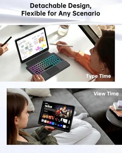 Vista 5 de Funda para teclado Samsung Galaxy Tab A9+ Plus/A11+ Plus de 11 pulgadas: modo DEX de un clic, teclado retroiluminado arcoíris con panel táctil