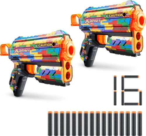 Vista 5 de XSHOT Skins Flux Blaster con 16 dardos – Beast Out Skin (paquete de 2) por ZURU, fácil recarga, tecnología de dardos de bolsillo de aire, pistola
