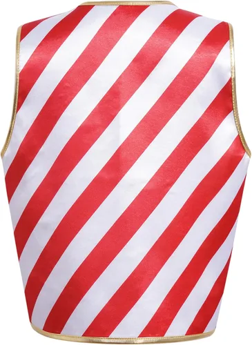 Vista 5 de CHICTRY Chaleco de Navidad para niños, disfraz de bastón de caramelo a rayas, chaleco sin mangas de Papá Noel