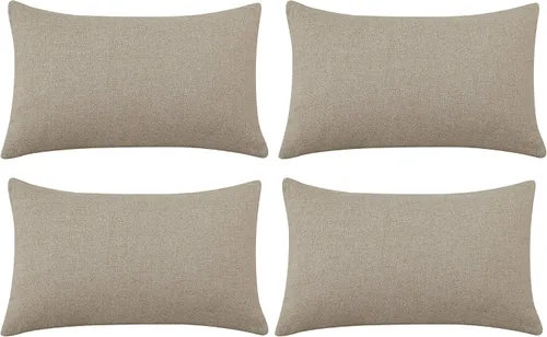 Vista 27 de Deconovo Juego de 2 fundas de almohada de pana suave con cremallera invisible, 16 x 16 pulgadas, color gris pardo, decoración del hogar para sofá
