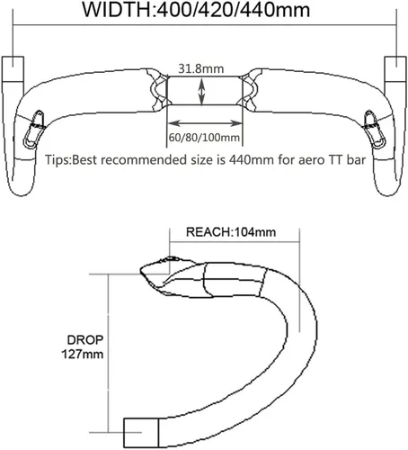 Vista 8 de Alfa Pasca Manillar Aero para Bicicleta de Carretera, Manillar de Carbono para Bicicleta de Carrera, Barras de Caída, Ligero, 31.8 UD