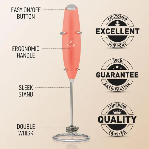 Vista 395 de Zulay Milk Boss Espumador de leche potente manual, hace espuma para latte, batidor para mezclar bebidas, café, miniespumador para capuchino, frappé