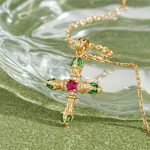 Vista 190 de Fettero - Collar con dije de cruz de fe, chapado en oro de 14 K, cadena fina, minimalista, simple, pequeña, para oración, regalo de joyería religiosa