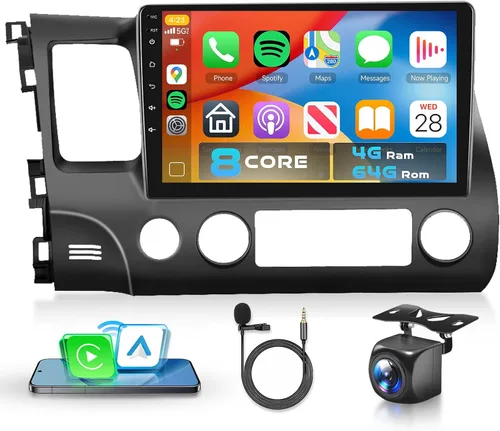 Vista 11 de Estéreo de coche 4G 64G para Honda Civic 2006-2011 Radio con pantalla táctil IPS de 10.1 pulgadas 1280x720 Radio AI DSP 36EQ Carplay inalámbrico