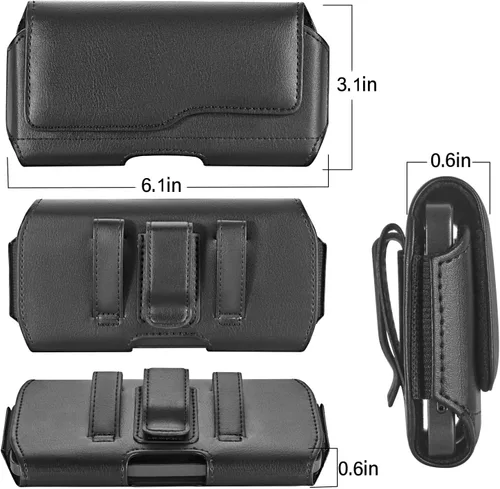 Vista 5 de Funda para iPhone 15/15, 14/14, 13/13, 12/12, XR, Samsung Galaxy S24/S23/S22/S21, soporte para teléfono con clip para cinturón y funda abatible