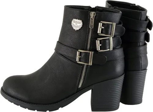 Vista 5 de Milwaukee MBL9405 - Botas cortas de cuero para mujer, con cremallera lateral y triple hebilla de ajuste