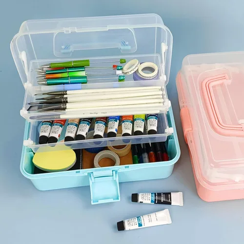 Vista 7 de Organizadores y almacenamiento de cajas de aparejos, organizadores y almacenamiento de manualidades de 10 pulgadas, caja de costura de tres capas