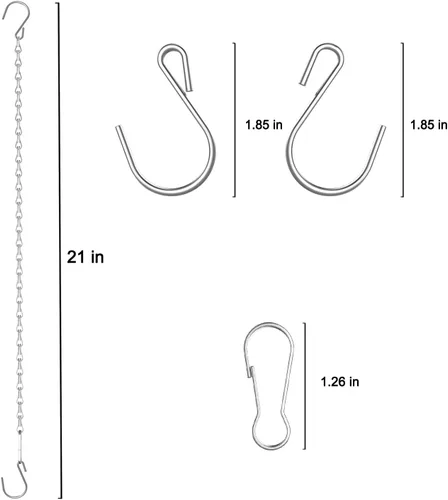 Vista 6 de SIL - Paquete de 10 cadenas colgantes plateadas con ganchos, cadena de luces de crecimiento ajustable para comederos de pájaros para exteriores