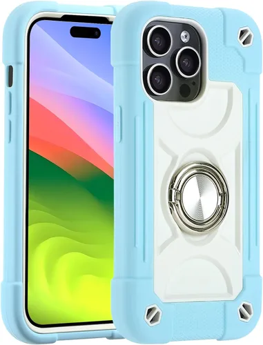 Vista 31 de MARKILL Funda compatible con iPhone 14 Pro de 6.1 pulgadas con soporte de anillo integrado, protección contra caídas de grado militar, carcasa Palta