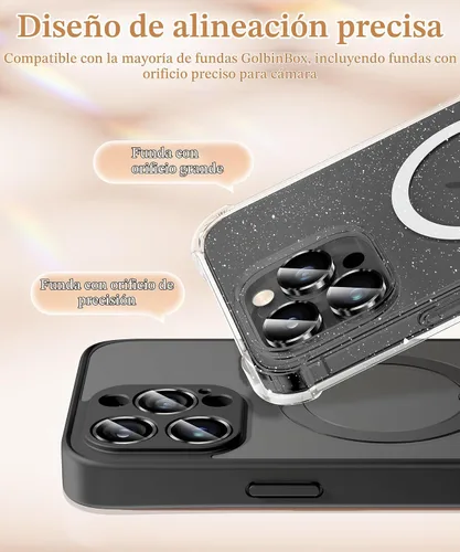 Vista 6 de GolbinBox Protector de lente de cámara para iPhone 13 Pro/13 Pro Max, ajuste invisible 1:1, vidrio templado 9H, funda individual de metal ultra HD