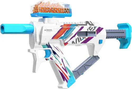Vista 8 de Pistola eléctrica de bolas de gel, Blaster automático de bolas salpicadoras con potencia de disparo ajustable, 10,000 rondas de gel, tolva de 400