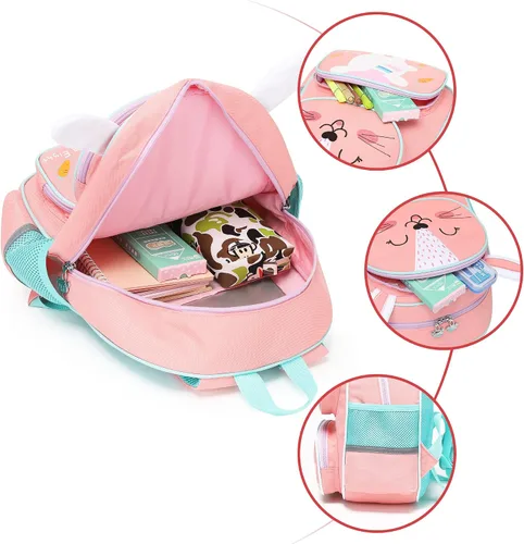 Vista 6 de Mochila para bebé niña niños mochila linda 3D animales dibujos animados escuela 3-9 años mochila para niñas niños, Conejo, Mediana, Mochilas de viaje