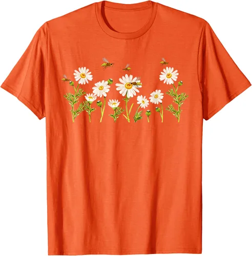 Vista 97 de Marguerites Daisy - Camiseta de verano con margaritas de jardín de flores, Negro, S