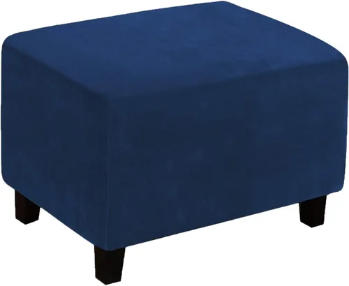 Vista 10 de Funda otomana, fundas otomanas de terciopelo rectangular y elásticas para taburete de pie para sala de estar, protector de muebles de almacenamiento