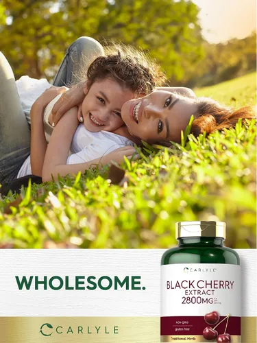 Vista 6 de Carlyle Concentrado de extracto de cereza negra 240 cápsulas Fórmula sin OMG y sin gluten Suplemento de serotina Prunus