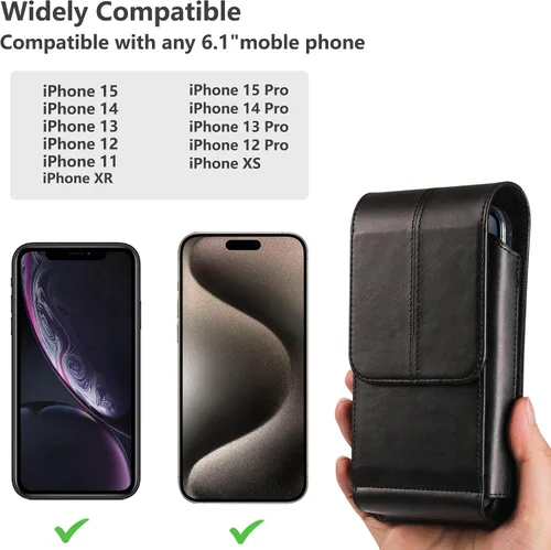Vista 2 de Funda de cuero para teléfono con tarjetero y soporte para tarjetas, compatible con iPhone 15, 15 Pro, 14, 14 Pro, 13, 13 Pro, 12, 12 Pro, 11, 11