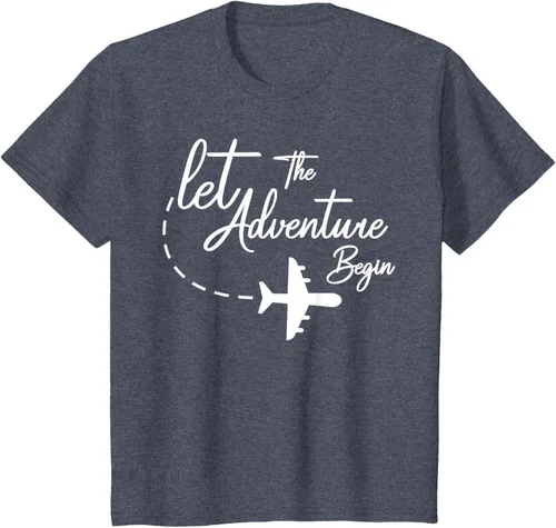 Vista 89 de Let The Adventure Begin - Camiseta inspiradora en modo de viaje en avión, Negro, S