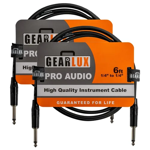 Vista 8 de Gearlux Cable de instrumento/cable de guitarra, 1/4 de pulgada, recto a recto, negro, 6 pies - paquete individual