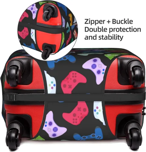 Vista 4 de Teery-YY Funda de equipaje de viaje (solo funda) Patrón de controlador de armas de videojuegos, protector de maleta de equipaje se adapta a 18-32