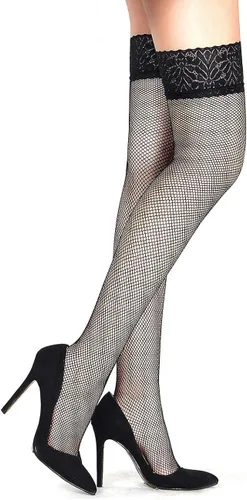 Vista 2 de ohyeah Medias altas de silicona para mujer, talla grande, lencería de encaje superior, medias de nailon