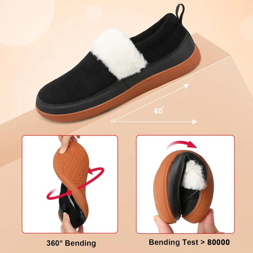 Vista 4 de Scurtain Pantuflas tipo mocasín para mujer, cómodas y cómodas botas de invierno con suela de goma cómoda