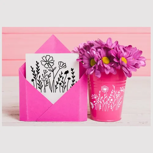Vista 6 de 13 plantillas de flores silvestres, plantillas de flores para pintar madera, reutilizables, plantas de campo florales de primavera, plantillas