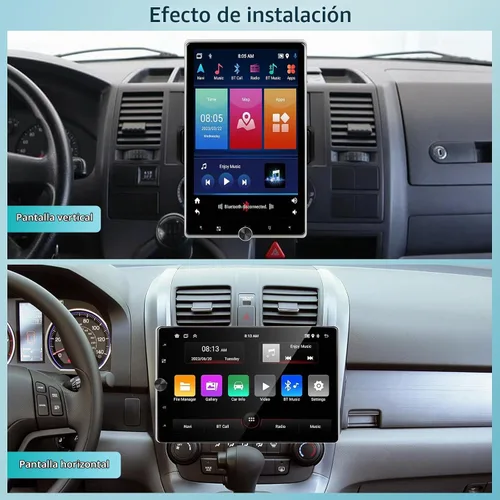 Vista 2 de [2+64G] Estéreo Android de un solo DIN para automóvil, radio de pantalla táctil giratoria de 10.4 pulgadas con Carplay inalámbrico y Android Auto
