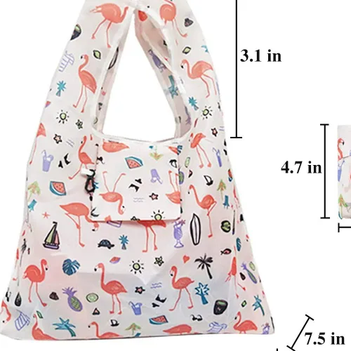 Vista 3 de Juego de 6 bolsas de comestibles reutilizables, duraderas y ligeras, plegables, bolsas de compras de poliéster lavables