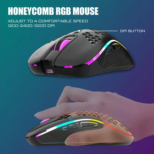 Vista 4 de RedThunder Combo de teclado y mouse inalámbricos K84, batería recargable retroiluminada arco iris, 75% de diseño TKL Ultra Compact Teclado