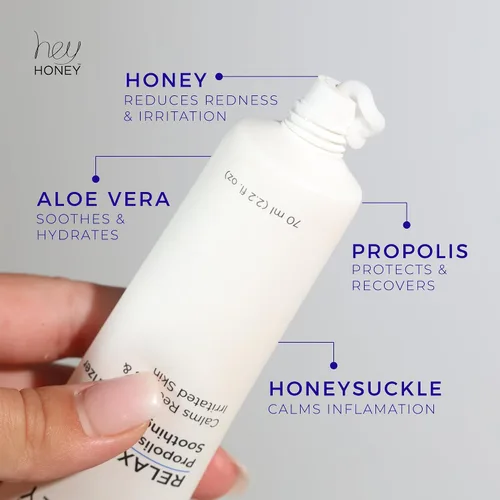 Vista 5 de Hey Honey Skincare Relax - Crema instantánea de alivio de rosácea para pieles sensibles Hidratante facial calmante para enrojecimiento e