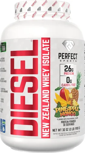 Vista 7 de PERFECT SPORTS Diesel 100% aislado de proteína de suero de Nueva Zelanda Endulzado con stevia, sin ingredientes artificiales, apto para dieta keto