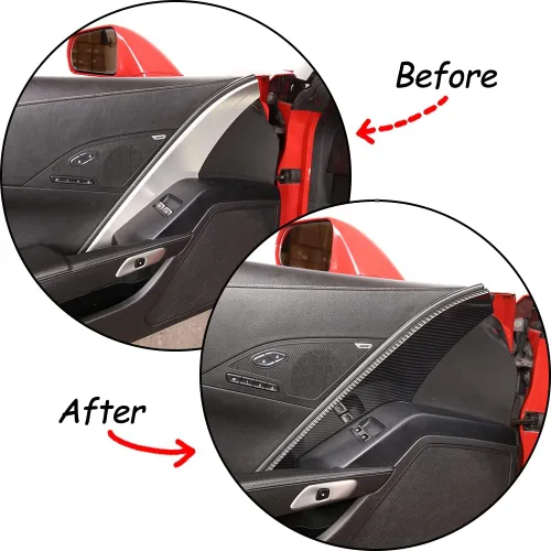 Vista 2 de TINKI Se adapta a 2014-2019 C7 Corvette Panel de puerta interior Molding Trim Cubierta de puerta Adhesivo interior para Chevrolet Corvette C7 2014