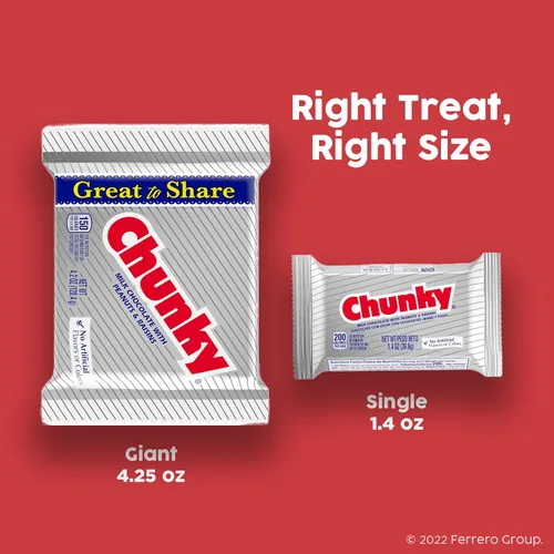 Vista 7 de Chunky, Chocolate con leche con cacahuetes y pasas, barra de caramelo envuelta individualmente, paquete compartido de 2.5 onzas cada uno, paquete