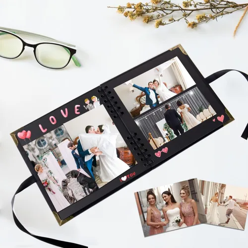 Vista 4 de LOYAL BOOK Álbum de recortes (8 x 8 pulgadas) Álbum de recortes 60 páginas, ideal para tus álbumes de recortes, álbumes de fotos familiares de boda