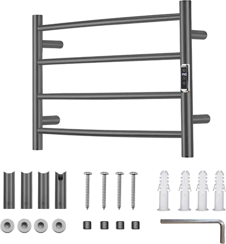 Vista 7 de Toalleros térmicos para baño, calentadores eléctricos de toallas para montar en la pared con temporizador y control de temperatura, calentador