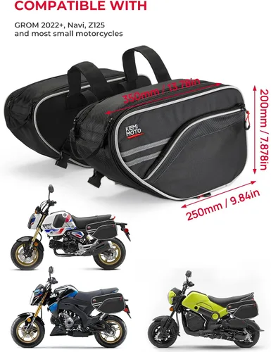 Vista 7 de KEMIMOTO Alforjas expandibles para motocicleta, 24-30L (15L*2) Ajuste para Mini Motocicleta Scooter Sport Bike Dual Sport ADV160 Ruckus Grom Navi