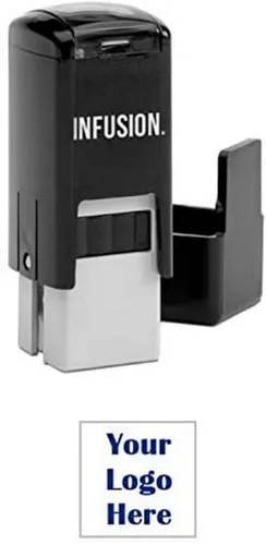 Vista 9 de Infusion Sello de logotipo de goma autoentintado personalizado de 1/2" x 1/2", pequeño, cuadrado, negro